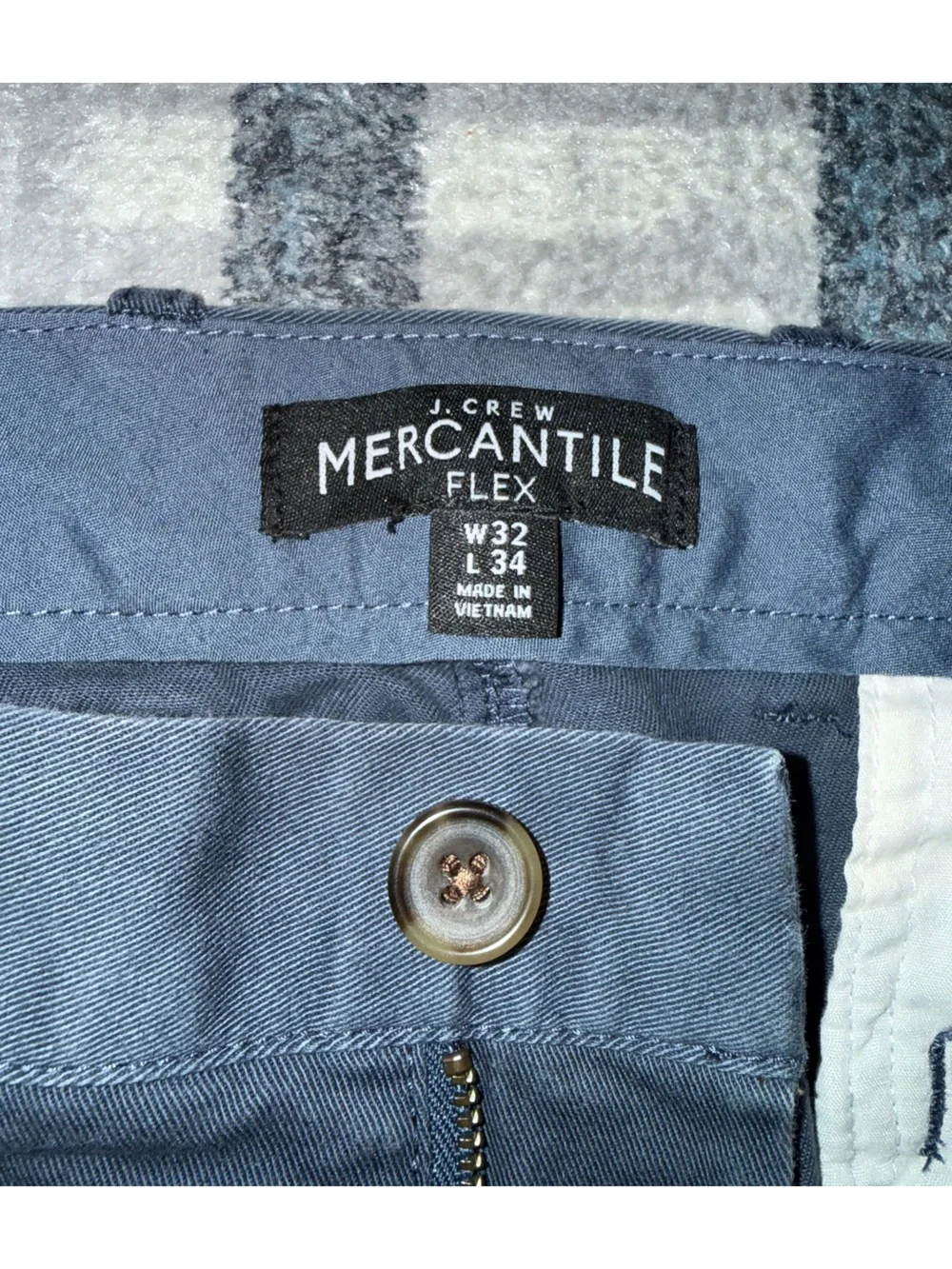 J.Crew Flex Men's Navy Casual Chino Pants 32x34 Straight Leg Flat Front